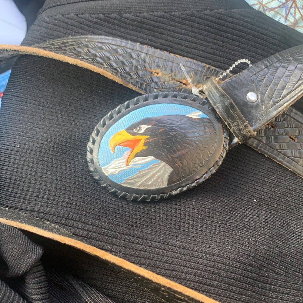 Vintage BIKER Leather Eagle Belt